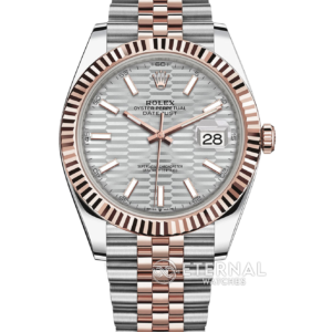 ROLEX - Datejust 126331 41mm Jubilee RG/SS Silver Textured Dial Clean SH3235