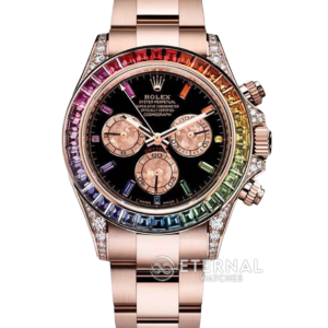 ROLEX - SUPER CLONE Daytona 116595 Rainbow 40mm RG/RG Black/Dia NOOB DD4130