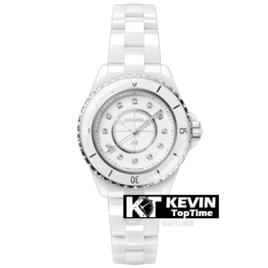 CHANEL - J12 Ladies 33mm Ceramic/Cer White/Diamond XF Swiss Quartz